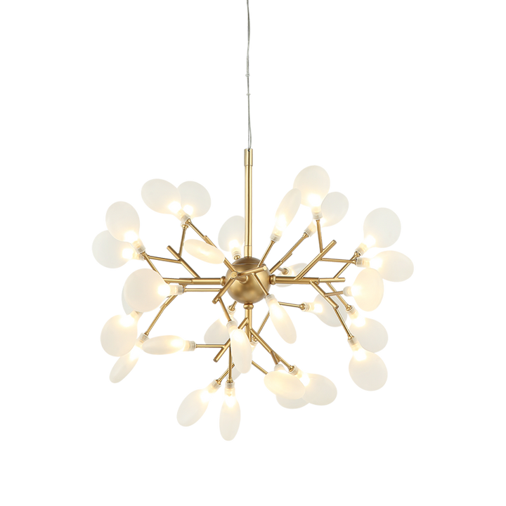 Steel Branch Arm with White Petal Diffusers Chandelier