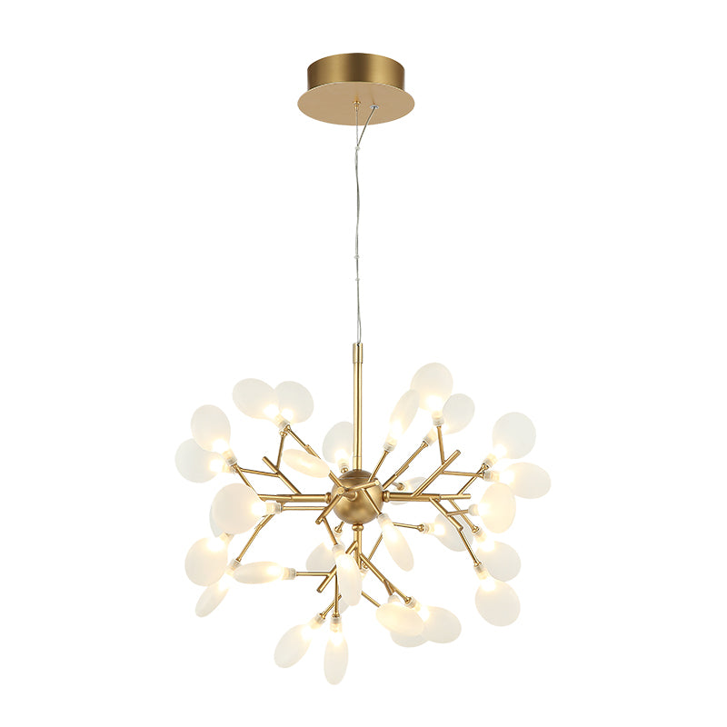 Steel Branch Arm with White Petal Diffusers Chandelier