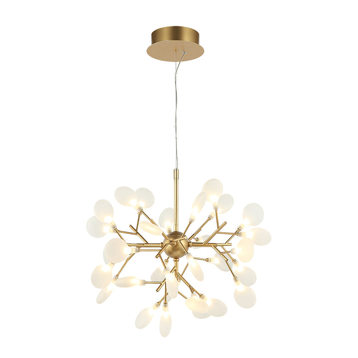 Steel Branch Arm with White Petal Diffusers Chandelier