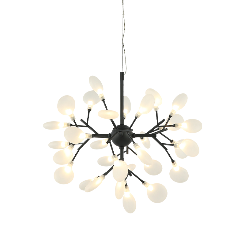 Steel Branch Arm with White Petal Diffusers Chandelier
