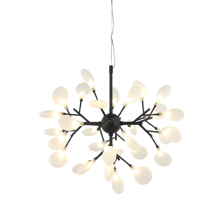 Steel Branch Arm with White Petal Diffusers Chandelier