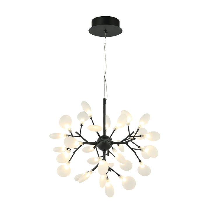 Steel Branch Arm with White Petal Diffusers Chandelier