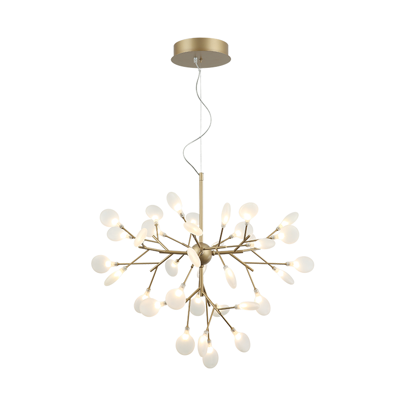 Steel Branch Arm with White Petal Diffusers Chandelier