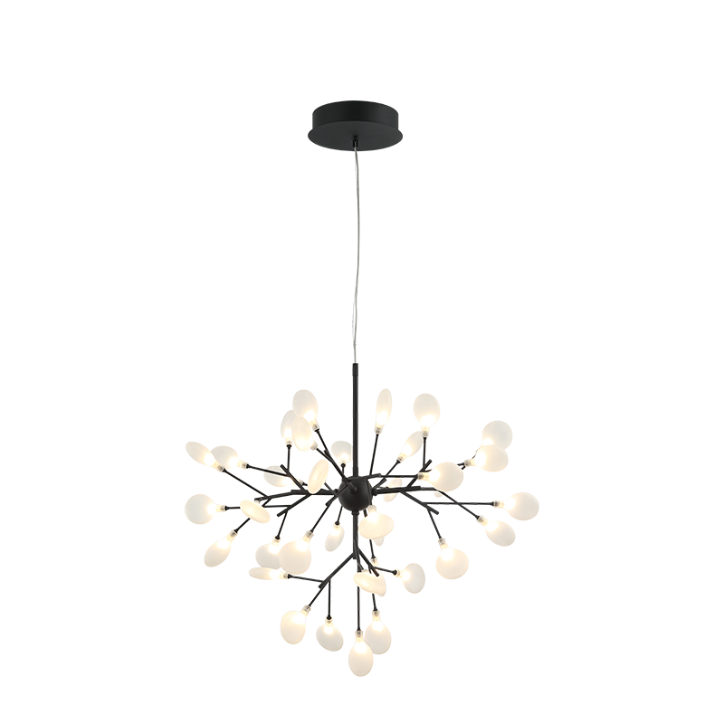 Steel Branch Arm with White Petal Diffusers Chandelier