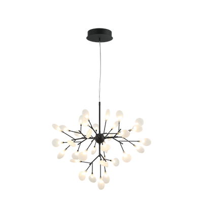 Steel Branch Arm with White Petal Diffusers Chandelier