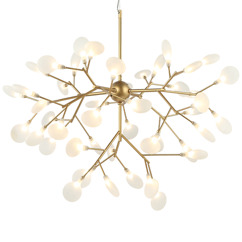 Steel Branch Arm with White Petal Diffusers Chandelier