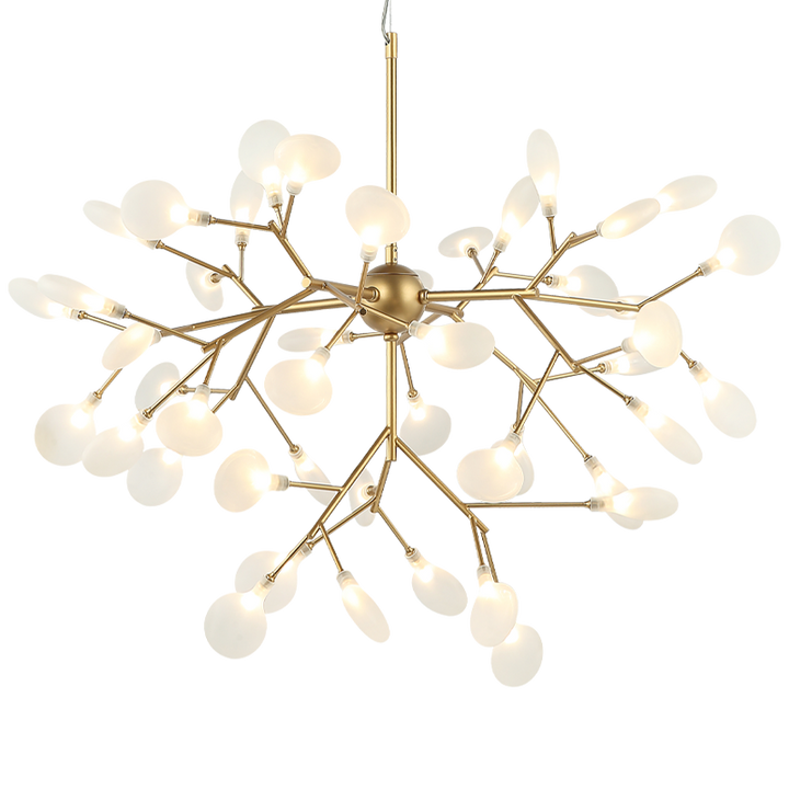 Steel Branch Arm with White Petal Diffusers Chandelier