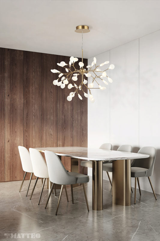 Steel Branch Arm with White Petal Diffusers Chandelier