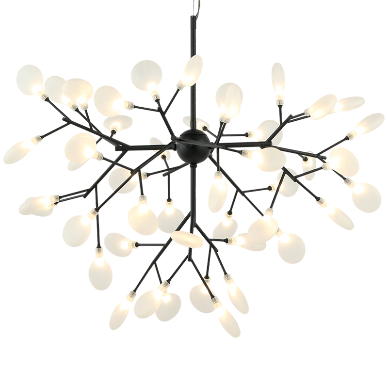 Steel Branch Arm with White Petal Diffusers Chandelier