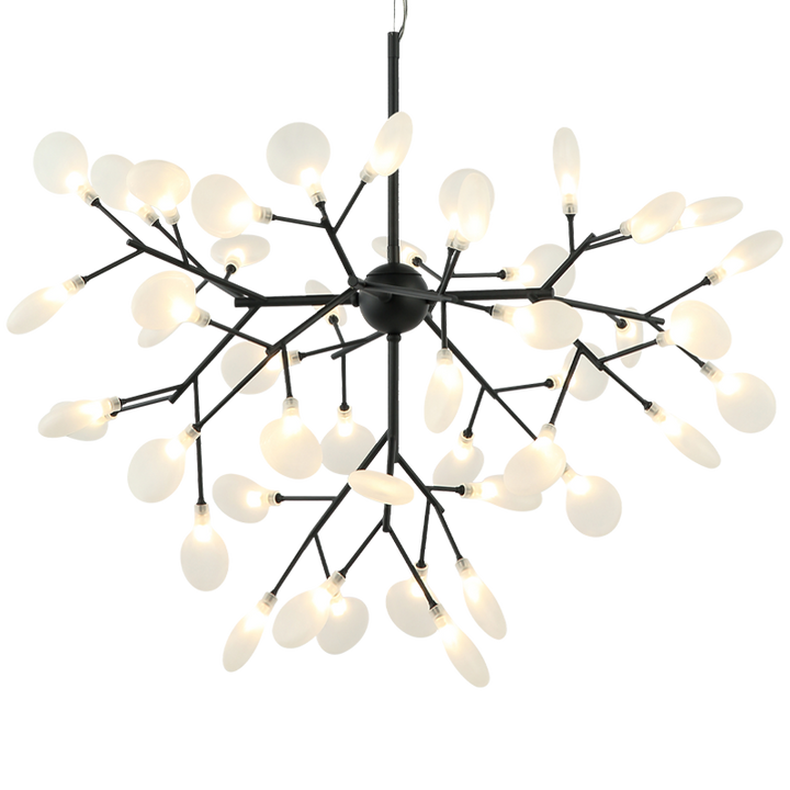 Steel Branch Arm with White Petal Diffusers Chandelier
