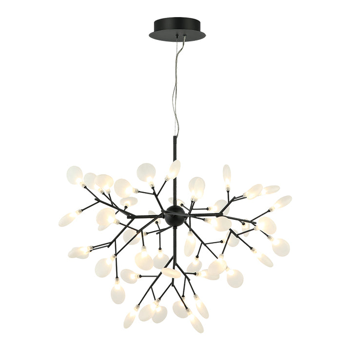 Steel Branch Arm with White Petal Diffusers Chandelier