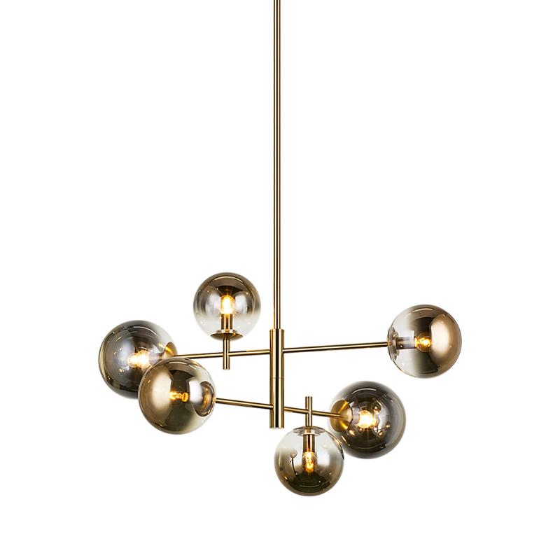Steel Frame with Tinted Glass Globe Chandelier