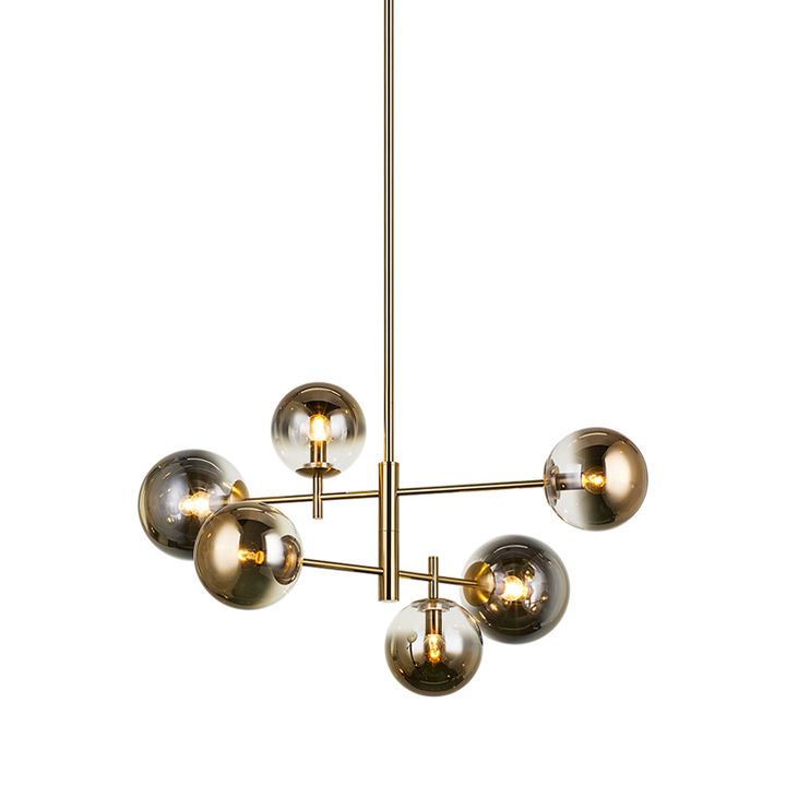 Steel Frame with Tinted Glass Globe Chandelier