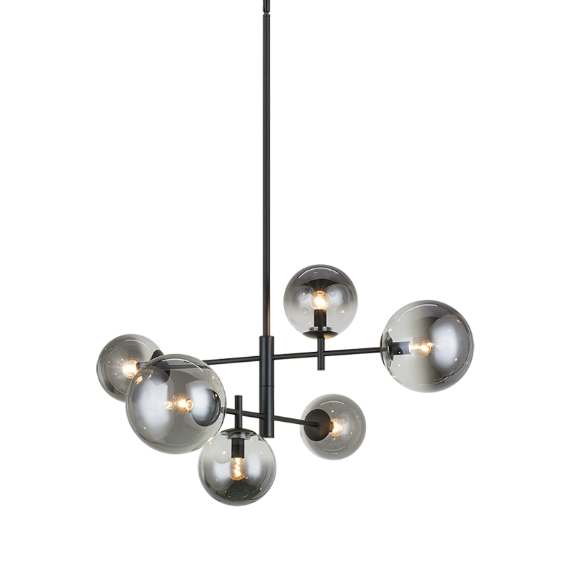 Steel Frame with Tinted Glass Globe Chandelier