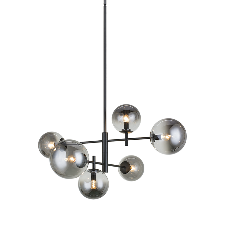 Steel Frame with Tinted Glass Globe Chandelier