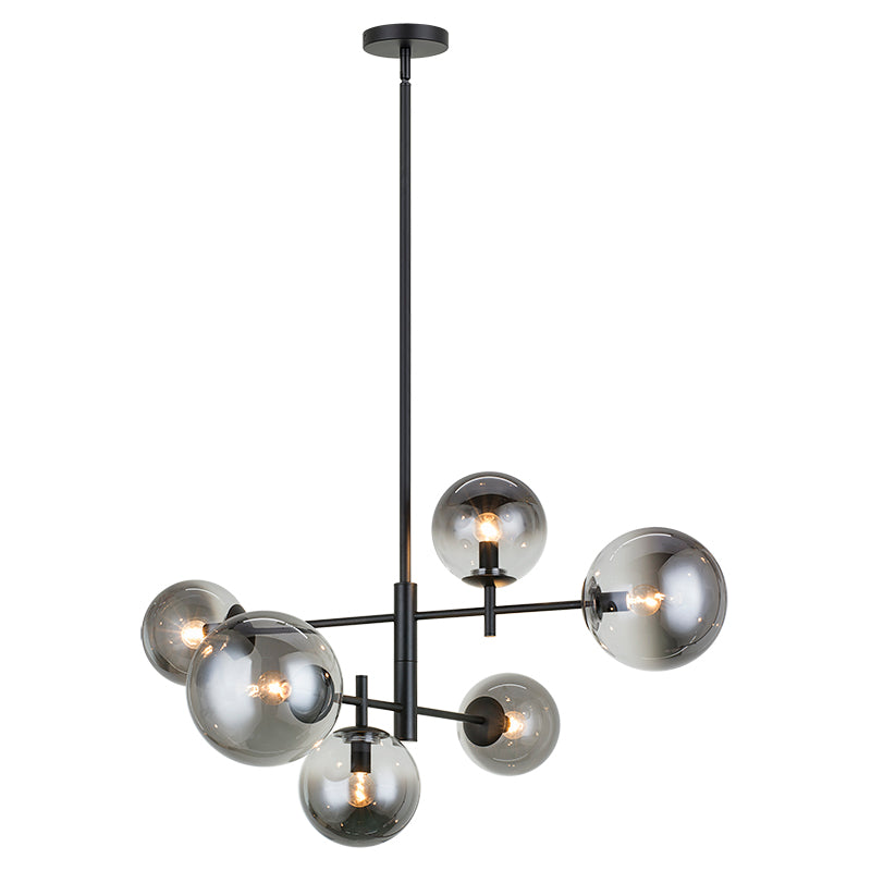 Steel Frame with Tinted Glass Globe Chandelier