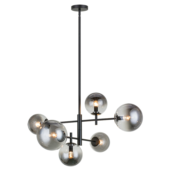 Steel Frame with Tinted Glass Globe Chandelier