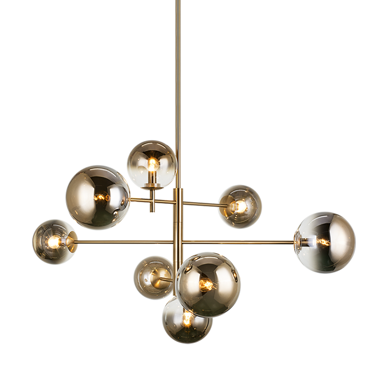 Steel Frame with Tinted Glass Globe Chandelier