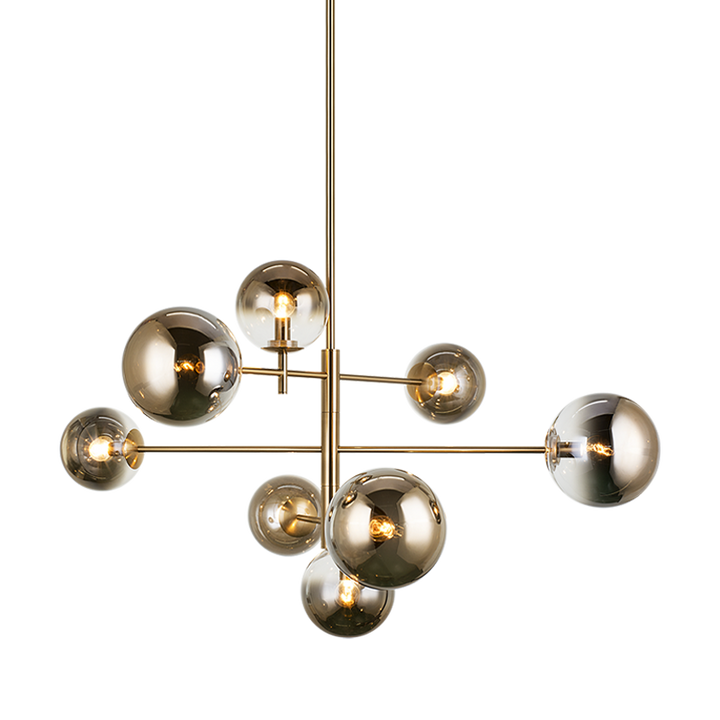 Steel Frame with Tinted Glass Globe Chandelier