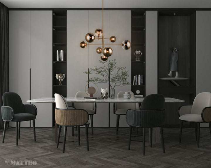 Steel Frame with Tinted Glass Globe Chandelier