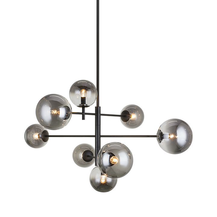 Steel Frame with Tinted Glass Globe Chandelier