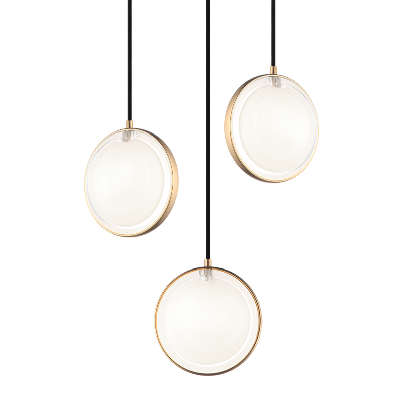 Steel Ring Frame with Opal and Clear Glass Shade Multi Pendant