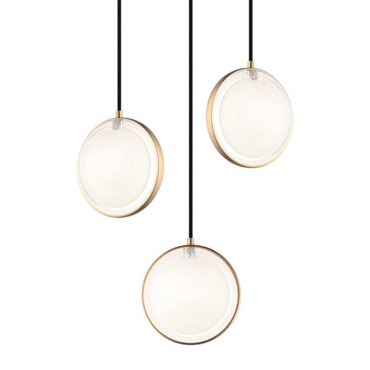 Steel Ring Frame with Opal and Clear Glass Shade Multi Pendant