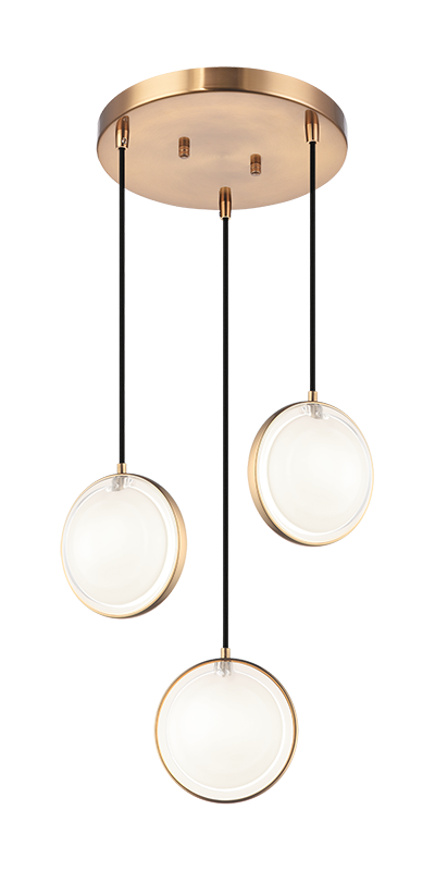 Steel Ring Frame with Opal and Clear Glass Shade Multi Pendant