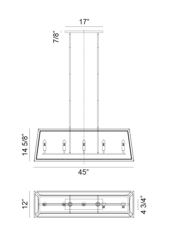 Steel Open Air Two Tone Frame Linear Chandelier
