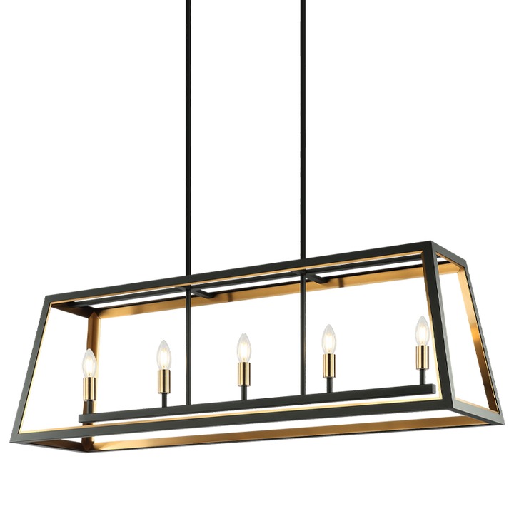 Steel Open Air Two Tone Frame Linear Chandelier