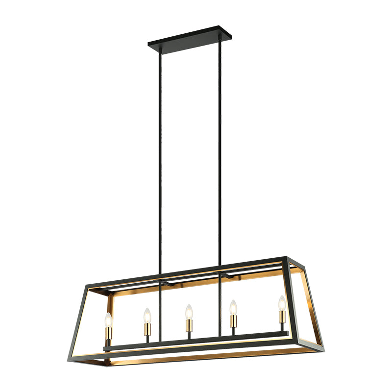 Steel Open Air Two Tone Frame Linear Chandelier