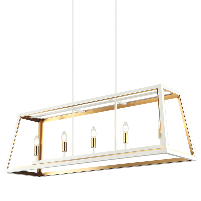Steel Open Air Two Tone Frame Linear Chandelier