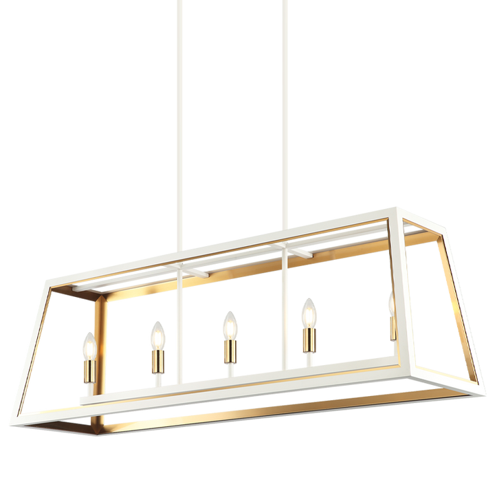 Steel Open Air Two Tone Frame Linear Chandelier