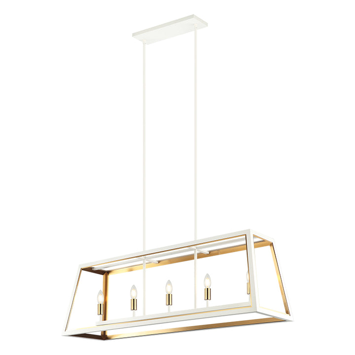 Steel Open Air Two Tone Frame Linear Chandelier