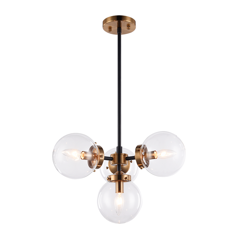 Steel Frame with Glass Globe Chandelier by Matteo Lighting - view 5