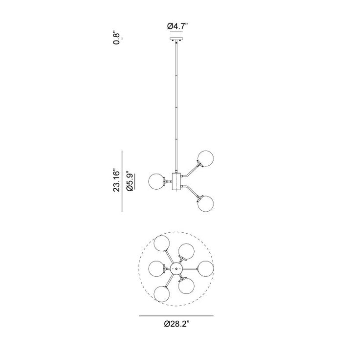 Steel Frame with Glass Globe Chandelier by Matteo Lighting - view 8