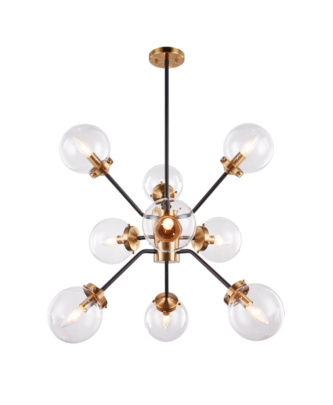 Steel Frame with Glass Globe Chandelier by Matteo Lighting - view 5