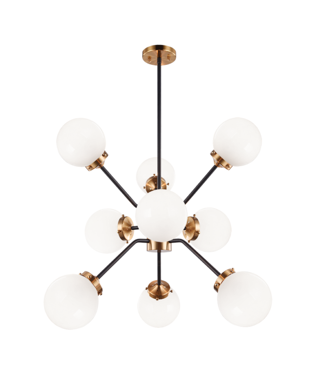 Steel Frame with Glass Globe Chandelier by Matteo Lighting - view 7