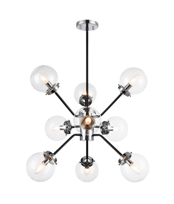 Steel Frame with Glass Globe Chandelier by Matteo Lighting - view 9