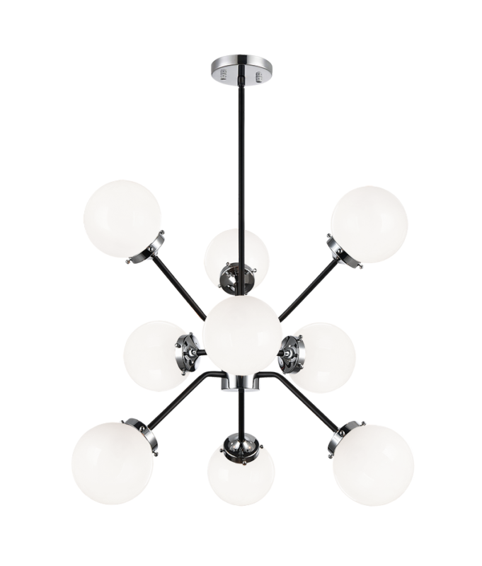 Steel Frame with Glass Globe Chandelier by Matteo Lighting - view 11