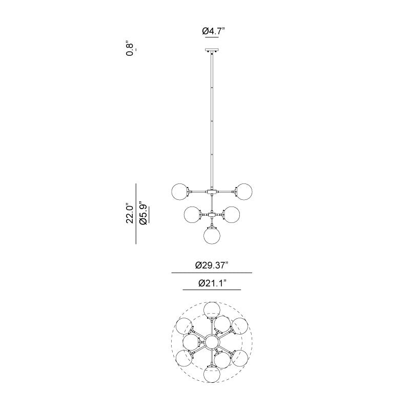Steel Frame with Glass Globe Chandelier by Matteo Lighting - view 15