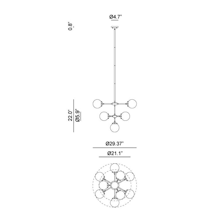 Steel Frame with Glass Globe Chandelier by Matteo Lighting - view 6