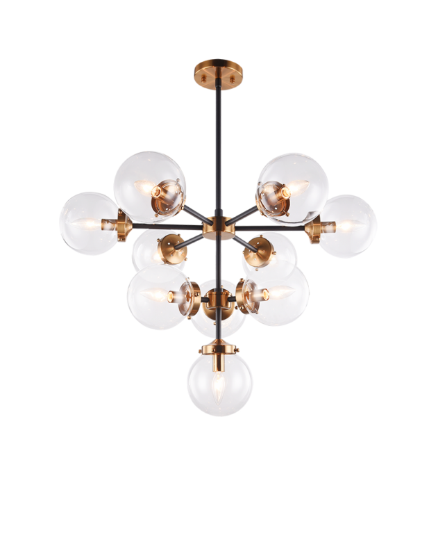 Steel Frame with Glass Globe Chandelier by Matteo Lighting - view 5