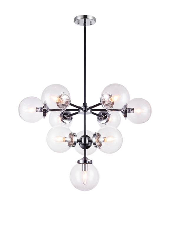 Steel Frame with Glass Globe Chandelier by Matteo Lighting - view 11