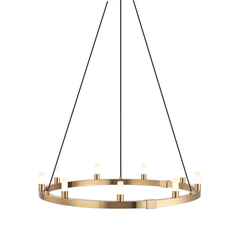 Steel Ring Frame with Opal Glass Shade Single Tier Chandelier