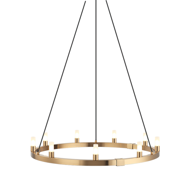 Steel Ring Frame with Opal Glass Shade Single Tier Chandelier