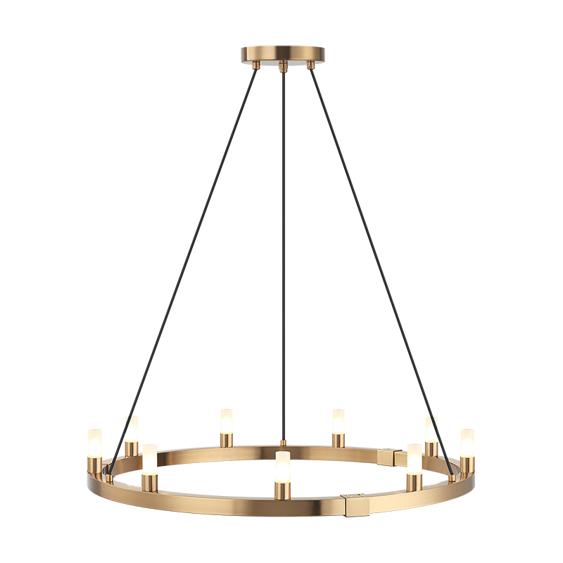Steel Ring Frame with Opal Glass Shade Single Tier Chandelier