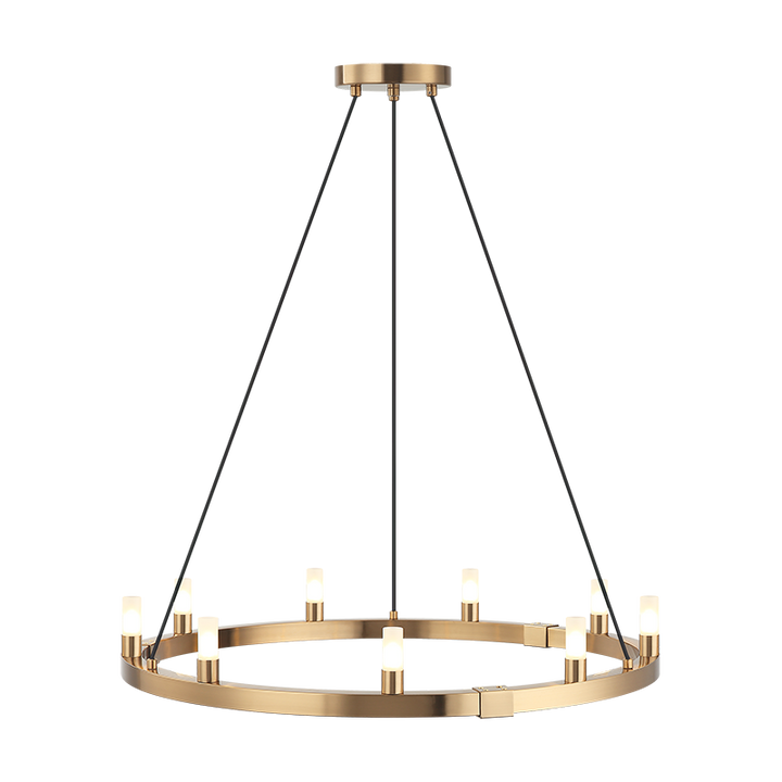 Steel Ring Frame with Opal Glass Shade Single Tier Chandelier