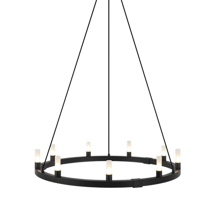 Steel Ring Frame with Opal Glass Shade Single Tier Chandelier