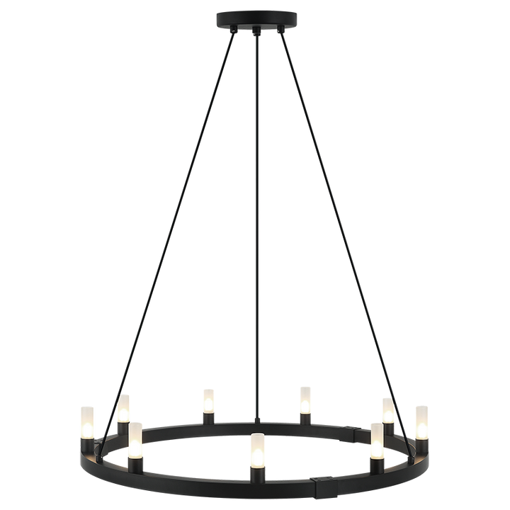 Steel Ring Frame with Opal Glass Shade Single Tier Chandelier